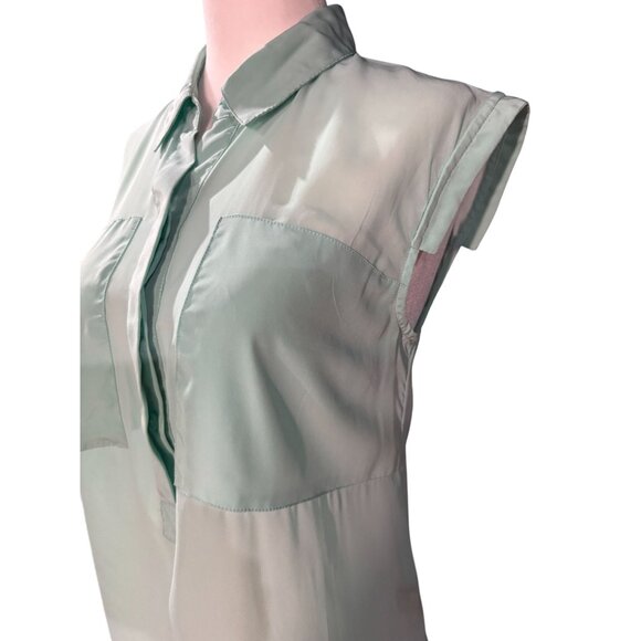 NEW Princess Vera Wang Womens S Green Sheer Top Elegant Chic Blouse Sleeveless - Picture 7 of 11